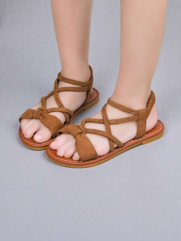 Casual Minimalist Children Open Toe Sandals, Lightweight & Comfortable Slip-On Girls Flat Sandals