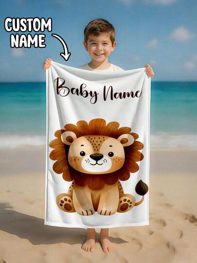 Personalized Children's Beach Towel, Summer Birthday Gift, Perfect For Various Summer Occasions. Customized Beach Towel And Accessories Suitable For Beach, Pool, Travel, Camping, And Yoga.