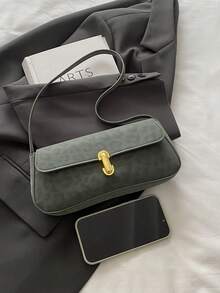 Unique Underarm Bag For Women, 2025 Autumn New Korean Fashion Shoulder Bag, Chic Lock Small Square Bag - Green - View 7