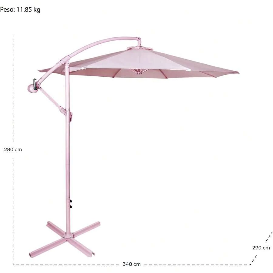 JARDIMEX Sombrilla Premium de Lujo Jardin Exterior Moderna Lateral Diametro 2.9 Metros para Patio Terreza Aire Libre Camping Playa Alberca Poteccion Impermeable Estructura Acero (Rosa) - verde menta - Ver 1