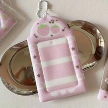 3英寸原创音符与翅膀草莓PVC卡套，学生/校园/餐卡展示夹 - 彩色 - 查看 3