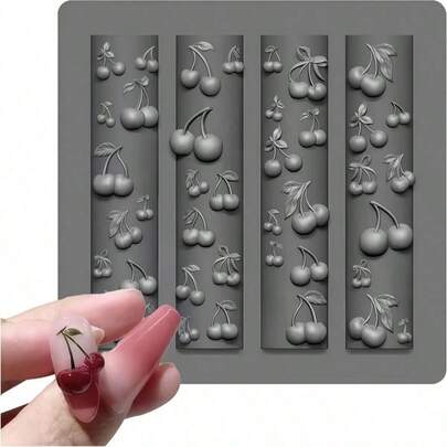 1 pieza Molde de silicona 3D en forma de cereza para decoración de uñas, herramientas de accesorios y suministros de arte