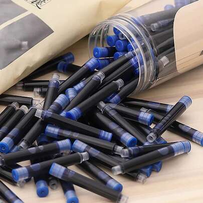 50 Uds. Pluma estilográfica Universal negra y azul, tinta de gran capacidad para practicar caligrafía, bolsa borrable para escritura de estudiantes, papelería de oficina B8LL