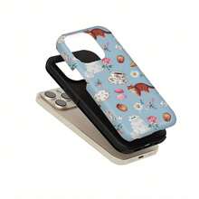 Funda de película estética de café dulce con gato lindo 2 en 1 para iPhone 16 Pro Max 16E 11 15 14 13 12 Pro Max, funda protectora de doble capa a prueba de golpes, regalo de cumpleaños para novias - Colores mixtos - Ver 4