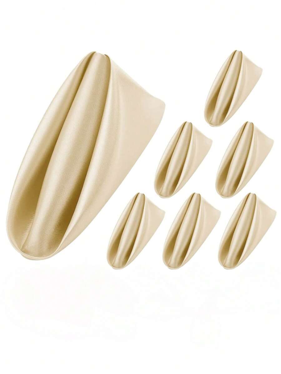 4pcs/6pcs/12pcs Champagne Satin Soft Napkins, Smooth Dinner Napkins For Wedding, Home, Kitchen, Hotel, Party, Birthday Table Decoration - Champagne - View 1