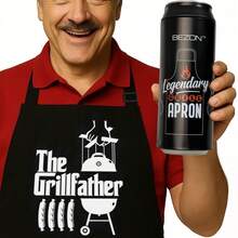 BEZON Funny Grill Apron For Men – Beer Can Gift Packaging – Hilarious BBQ Gift For Dad, Husband, Or Friend – Heavy-Duty Water-Resistant Canvas – The Grillfather,TheGrillfather - 燒烤教父 - 查看 2