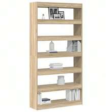 Larryhot Librería Roble Sonoma 100 x 30 x 198 cm Madera de ingeniería, Fácil de montar, elegante y hermoso, y conveniente para almacenar artículos, es una opción ideal para el almacenamiento y la decoración del hogar. - Marrón - Ver 3
