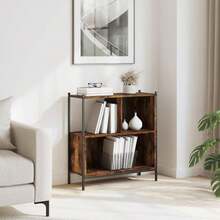 Larryhot Estantería madera de ingeniería roble ahumado 72x28x77,5 cm, Fácil de montar, elegante y hermoso, y conveniente para almacenar artículos, es una opción ideal para el almacenamiento y la decoración del hogar. - Marrón - Ver 3