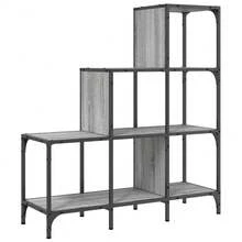 Larryhot Estantería madera ingeniería y metal gris Sonoma 92x30x102 cm, Fácil de montar, elegante y hermoso, y conveniente para almacenar artículos, es una opción ideal para el almacenamiento y la decoración del hogar. - Gris - Ver 2