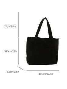 纯色大容量简约手提袋 - 黑色 - 查看 4