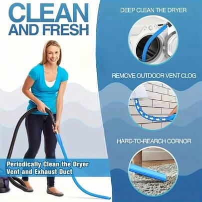 1pc Flexible Vent Cleaner Hose - Soft Mesh Hose Attachment With Elastic Connector, Fits Most Vacuums, For Laundry Vent Cleaning, Dryer Lint Cleaning | Flexible Hose Design | Plastic Hose