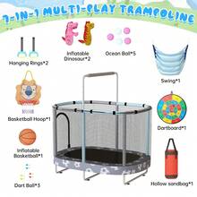 LAMERGE Oval Trampoline, Trampoline, Outdoor Equipment Trampoline, Trampoline, Suitable For Indoor And Outdoor Use As Home Furniture, Christmas Trampoline, Birthday Gift - Light Grey - View 7