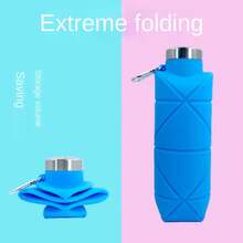 1pcs Collapsible Water Bottle Portable Reusable Leak-Proof Drop-Proof Water Cup Steel Lid Telescopic Cup For Fitness Sports - 橘色 - 查看 6