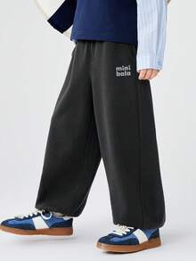 Quần ống đứng cho trẻ em, unisex, lưng thun, giữ dáng và thoải mái, trang phục thường ngày mùa xuân. - màu xám sắt - Xem 2