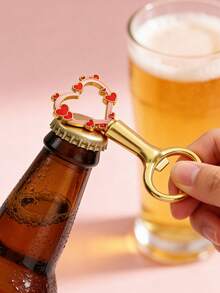 1个创意心形开瓶器，情人节小礼物，生日派对啤酒开瓶器，锌合金材质 - 彩色 - 查看 2