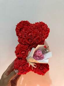 1 chú gấu bông hoa hồng, món quà tuyệt vời nhất cho Ngày Valentine, Ngày của Mẹ, Kỷ niệm ngày cưới, Sinh nhật, Gấu bông thủ công, Gấu bông hoa khô dễ thương và lãng mạn (Không bao gồm hộp quà) - Màu Hồng baby - Xem 11