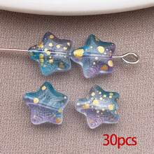 30/50 hạt cườm thủy tinh lấp lánh, hạt cườm hình ngôi sao pha lê, hạt cườm nhiều màu sắc rực rỡ dùng để làm vòng cổ, vòng tay, bông tai, trang sức, hạt đệm dễ thương cho đồ thủ công & DIY - Nhiều màu - Xem 11