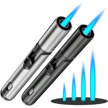 1pcs Encendedor de Butano, 6 Pulgadas Ajustable Soplete de Llama de Chorro de Butano, Reutilizar Encendedor Recargable, para Encender Velas, Gas, Barbacoa, Cocina y Fuegos Artificiales(Plata),37367152 - Naranja Quemada - Ver 1