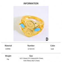 21k Gold-Plated Luxury Dubai Ring, Saudi Elegant Wedding Ring, Oman Islamic Women Party Jewelry - Coin Ring - View 13