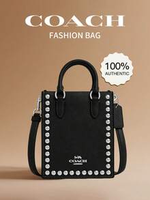Coach Mini Rivet Genuine Leather Handbag & Shoulder Bag For Women, CM248 SVDTV - Black - View 1