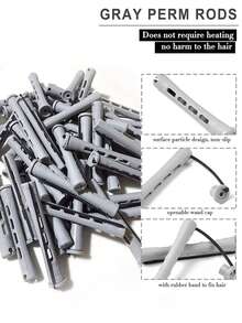 50/30/10/2 piezas Rizador de cabello sin dañarlo, herramienta de rizado de flequillo de aire, rizador de cabello de plástico, rizador de cabello de onda fría de plástico gris, adecuado para herramientas de rizado de cabello corto. - Multicolor - Ver 3