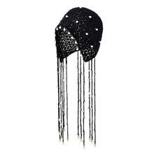 Handmade Crochet Beanie Sun Summer Hat Skull Cap For Women Lace Beach Hat Lightweight,PearlTassels-Black - 珍珠流蘇-黑色 - 查看 1