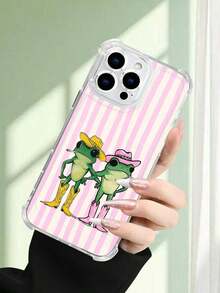 1PC Diseño de ranas vaqueras carcasa transparente para Apple Minimalista protección contra caídas ,para Samsung ,para Xiaomi,para Moto,compatible con iPhone16/15/14/13/12/11/XS/XR/X/PLUS/PRO/PROMAX Sensación cómoda en la mano Regalo festivo Para amigos, novia, novio, familia - transparente - Ver 4