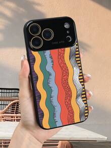 Abstraktes Wellenmuster, kreatives Retro-Design mit Farbblockierung, einzigartiges ästhetisches Schutzdesign, kompatibel mit iphone17 promax/17 pro/17/Air/16promax/16pro/16/15promax/15pro/15/14promax/14pro/14/13promax/13pro/13/12promax/12pro/12