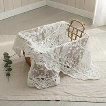 Newborn Baby Hollow Floral Wrap, Newborn Photography Props, Boho Style Lace Embroidered Mesh Blanket, Studio Shooting Accessories - Multicolor - View 7