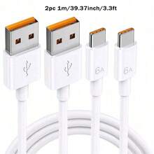 6A USB A 转 Type-C 数据线，1-3 条装，3.3 英尺/6.6 英尺超快充电线，兼容小米、荣耀、OPPO、vivo 等品牌，支持快充；USB-C 数据线兼容 16、16 Pro Max、15、15 Plus、15 Pro、15 Pro Max，兼容红米、一加等品牌，支持快充。 - 白色 - 查看 9