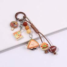 Valentine's Day Gift: A Cute Keychain With Cartoon Hamburger And Cookie Snack Designs, A Fun And Creative Bag Decoration, And A Stylish Key Chain. Keywords: Keychain, Women's Keychain, Valentine's Day Gift, Fun Gift, Bulk Gift, Bag Charm, Backpack, Suitcase, Travel, Camping, Hiking, Holiday. - Q1934-1 - Xem 2