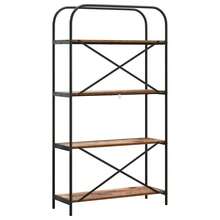 Larryhot Estante de libros Madera vieja 80 x 30 x 146 cm, Fácil de montar, elegante y hermoso, y conveniente para almacenar artículos, es una opción ideal para el almacenamiento y la decoración del hogar. - Marrón - Ver 7