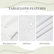 1pc Eastern Retro Flowers Tablecloth, Rural Farmhouse Style, Blue&White Flowers Pattern Design, Rectangular&Round Tablecloth+4pcs Anti Slip Stickers, Spring&Summer Decor, Party Tablecloth, Kitchen Accessories, Room&Outdoor Decor, Gift To Friends - White - View 3