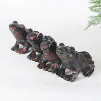 1 peça de decoração artesanal em forma de sapo com flor de ameixa em pedra natural