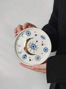 1 Set Ramadan Elements Creative Cup & Saucer Set, Demon Eye Luxury Gold Ceramic Cup, Star & Moon Couple Mugs, Water Cup, Latte Coffee Cup, Ideal For Ramadan - Multicolor - View 9