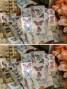 复古厚纸系列，植物花卉装饰剪贴簿纸，适用于子弹笔记、笔记本、手工制作、返校用品、感恩节、圣诞节、沙特国庆日、生日、节日、新年、情人节礼物（送给男友/女友）、成人 - 彩色 - 查看 7