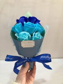 1pc Handmade Eternal Life Artificial Rose Bouquet, Everlasting Romantic Special Gift Suitable For Valentine's Day, Mother's Day, Father's Day, Children's Day, Birthday, Adding Happiness, Decor For Bedroom, Bathroom, Room, Office, School, Multiple Colors And Sizes Available, Gift For Valentine's Day, Graduation - Pink Rose White - View 6