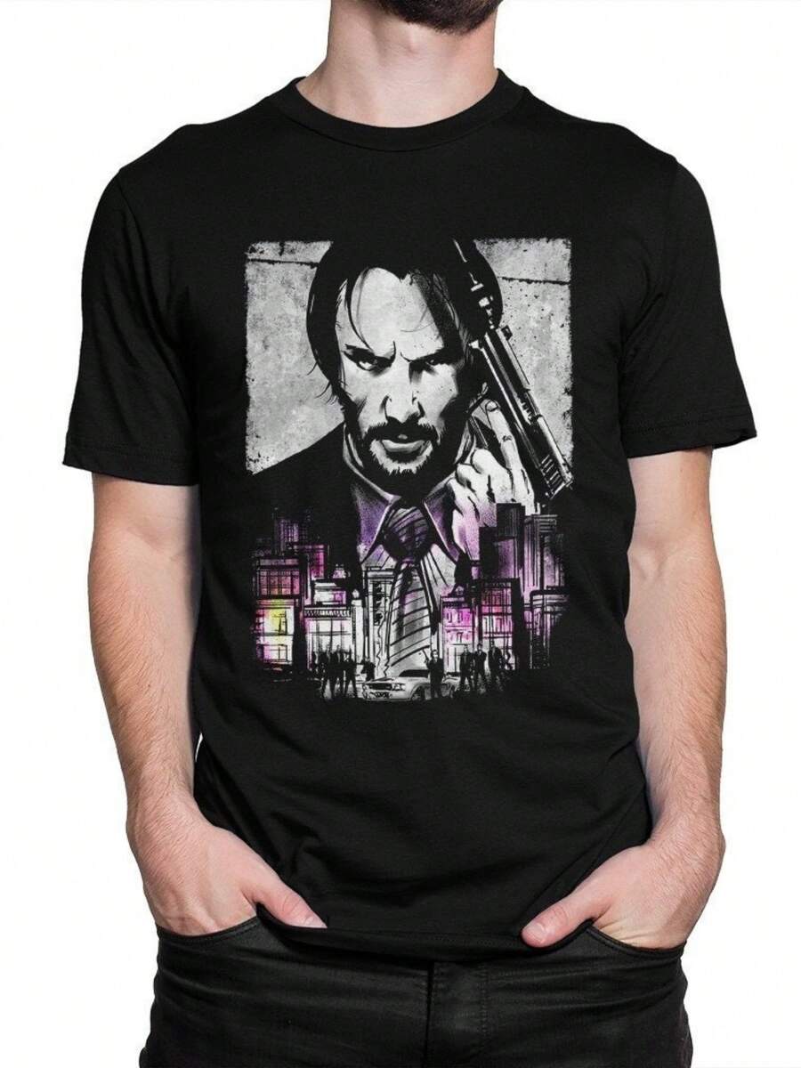Keanu Reeves Art T-Shirt Men39s Women39s Sizes Dmm-194 - Black - View 1