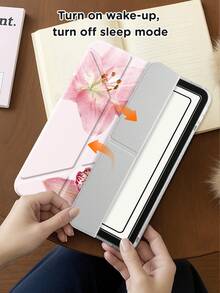 Kingsung Pink Floral Pattern Acrylic Crystal Shockproof Tablet Protective Case, Compatible With Samsung Tablets/ Mini 6/7/9.7/10.2/10.5/10.9/12.9/Pro 11 (10th Gen), Protective Case Supports Multi-Angle Adjustment, 6 Installation Modes, Built-In Pen Slot, Transparent Back Cover, Anti-Drop Protection, Auto Wake/Sleep Function, Spring Birthday Gift - Multicolor - View 9