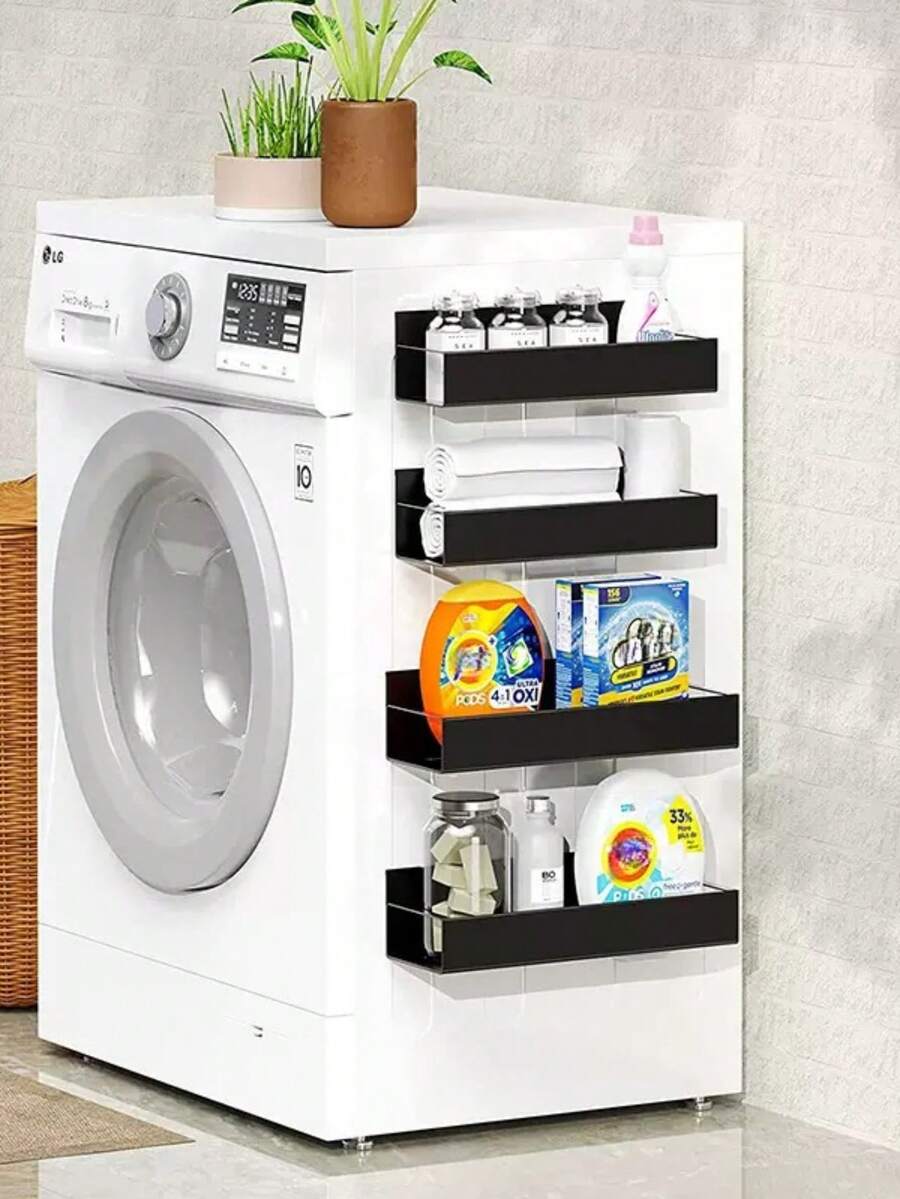 Giá đựng gia vị từ tính 4 món - Dung tích lớn, gắn tường, không cần khoan, lưu trữ đồ dùng nhà bếp - Chất liệu nhựa bền, có thể đựng đồ uống và các vật dụng khác, phù hợp với tủ bếp, thành tủ lạnh - Màu đen - Nhiều màu - Xem 1