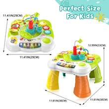 ESOLOM Toddler Musical Activity Table: Interactive Learning Toy With Piano, Lights & Toddler-Ready Activities - Green Plastic Design, Battery-Powered (Batteries Not Included) For 6+ Months, Rounded Edges, Portable With Carry Handle For Home & Travel, Toddler Entertainment | Playful Design | Rounded Edges, Musical Toy - Green - View 7