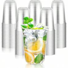 KesaPlan 100 Pcs Disposable Stemless Glasses 12oz Crystal Plastic Wine Glasses Clear Classic Cup For Meeting Weddings Birthdays Cocktail Christmas Party Supplies - 透明款-50個-16盎司 - 查看 1