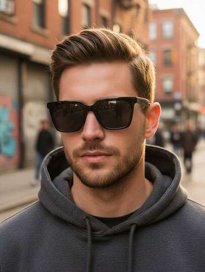 1pc Men's Plastic Square Small Frame Retro Classic Minimalist Casual Daily Versatile Cool Stylish Hip-Hop Design Outdoor Beach Holiday Travel Decorative Fashion Fashion Glasses, Suitable For Street Photography And Runway