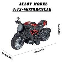 Alloy Model 1:12-Motorcycle - With Sound And Light Effects, And Pull-Back Action. - Ideal For Office Desk Decor.