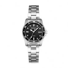 1件女士简约休闲时尚不锈钢表带石英腕表，适合日常佩戴 - 黑色 - 查看 7