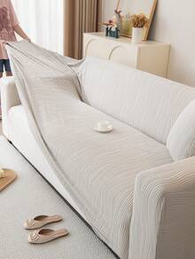 1pc All-Season Stretch Sofa Cover, Fabric Anti-Slip Full Coverage Sofa Seat Cushion, Washable Sofa Throw Blanket, Dust-Proof , Pet-Friendly, Suitable For Bedroom, Office, Living Room - Light Grey - View 7