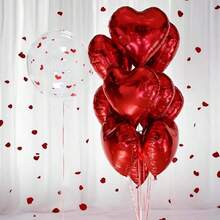 50 pezzi Set di decorazioni a forma di cuore rosso da 18 pollici, adatto per decorazioni di cerimonie di matrimonio, feste di proposta, ricevimenti di matrimonio, decorazioni di sfondo, addio al nubilato, decorazioni con palloncini per San Valentino - Rosso - Visualizzare 10