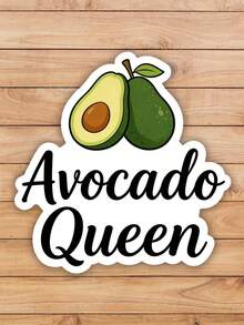 1pc Avocado Queen Funny Sticker - Stylish Sticker For Food Lovers, Versatile And Suitable For Laptops, Notebooks, Planners, Water Bottles, Phone Cases, And Creative Decorations - Green - View 1