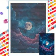 5D钻石画套装 - 月光星空风景，全圆钻，家居墙面装饰礼品 - 彩色 - 查看 1