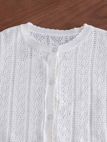 Girl's Spring/Summer White Mycelium Lace Trim Fresh And Sweet Style Knitted Thin Cardigan/Air Conditioning Shirt - White - View 11